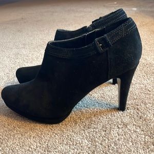 Black suede Ann Taylor heeled booties